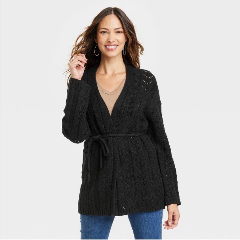 Knox Rose Black Cable Knit Cardigan